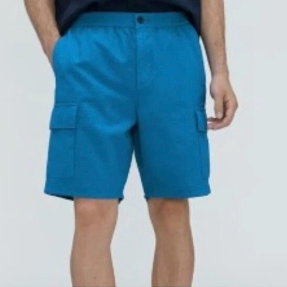 Everlane Men‎ The Cotton Linen Blend Cargo Shorts Horizon Blue